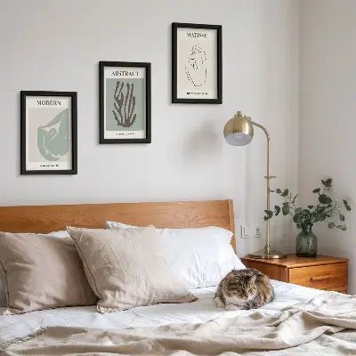 Juego de 3 cuadros decorativos con elegantes pinturas de motivos abstractos de Henri Matisse