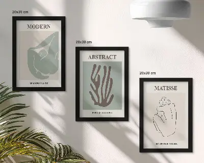 Juego de 3 cuadros decorativos con elegantes pinturas de motivos abstractos de Henri Matisse