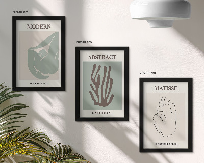 Juego de 3 cuadros decorativos Elegantes pinturas con motivos abstractos de Henri Matisse.