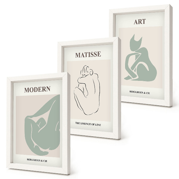 Tríptico enmarcado Figuras abstractas en tonos pastel de Henri Matisse