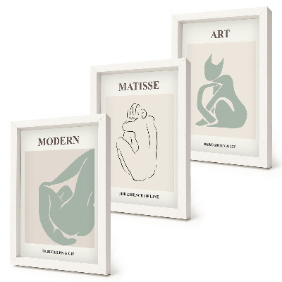 Tríptico enmarcado Figuras abstractas en tonos pastel de Henri Matisse