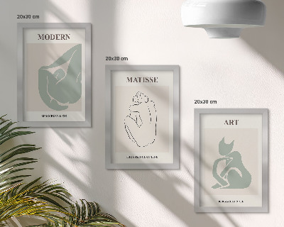 Tríptico enmarcado Figuras abstractas en tonos pastel de Henri Matisse