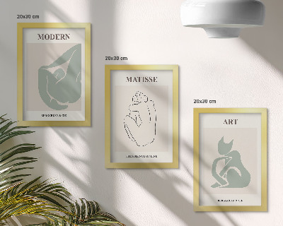 Tríptico enmarcado Figuras abstractas en tonos pastel de Henri Matisse