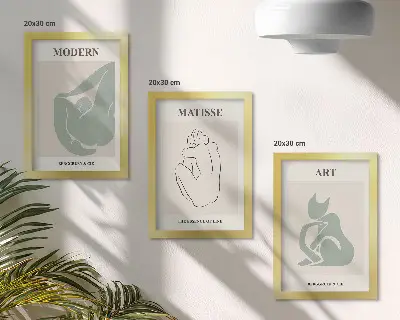 Figuras abstractas en tonos pastel de Henri Matisse tríptico enmarcado