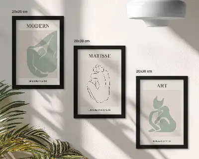 Figuras abstractas en tonos pastel de Henri Matisse tríptico enmarcado