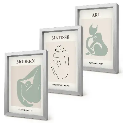 Figuras abstractas en tonos pastel de Henri Matisse tríptico enmarcado