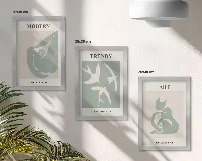 Juego de 3 cuadros decorativos con figuras abstractas de Henri Matisse en colores apagados