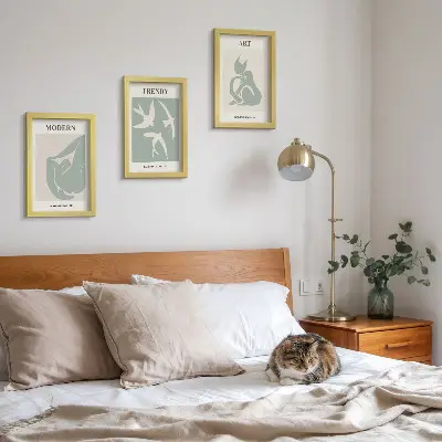 Juego de 3 cuadros decorativos con figuras abstractas de Henri Matisse en colores apagados