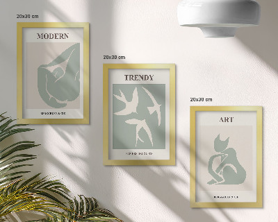 Juego de 3 cuadros decorativos Figuras abstractas de Henri Matisse en colores apagados.
