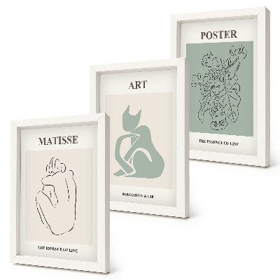 Tríptico enmarcado Carteles en tonos beige y verde de Henri Matisse