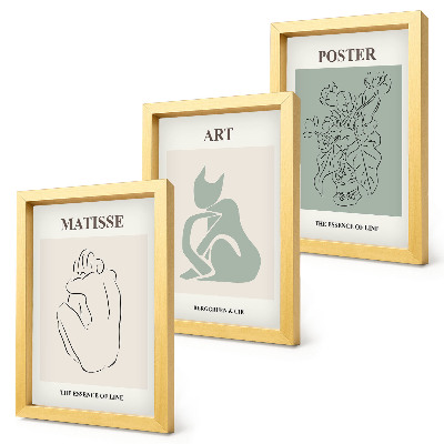 Tríptico enmarcado Carteles en tonos beige y verde de Henri Matisse