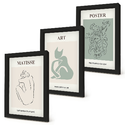 Tríptico enmarcado Carteles en tonos beige y verde de Henri Matisse
