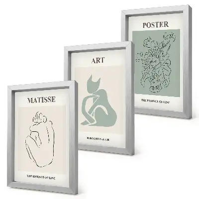 Tríptico de carteles de Henri Matisse en tonos beige y verde enmarcado