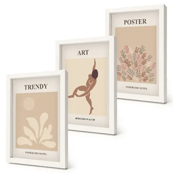 Juego de 3 cuadros decorativos con formas y figuras abstractas de Henri Matisse