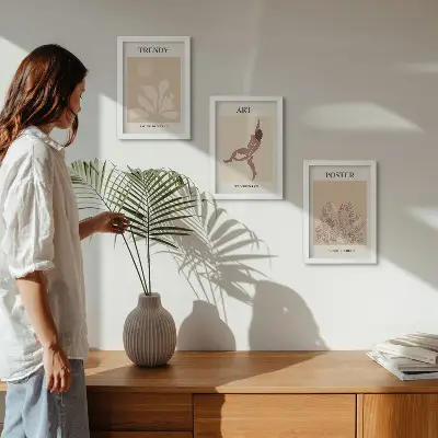 Juego de 3 cuadros decorativos con formas y figuras abstractas de Henri Matisse