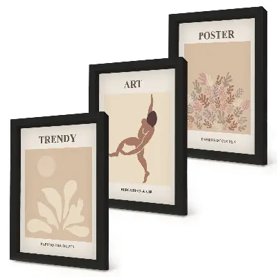 Juego de 3 cuadros decorativos con formas y figuras abstractas de Henri Matisse