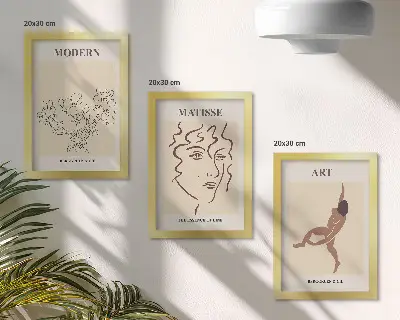 Juego de 3 cuadros decorativos con diseños elegantes de flores, rostros y figuras humanas
