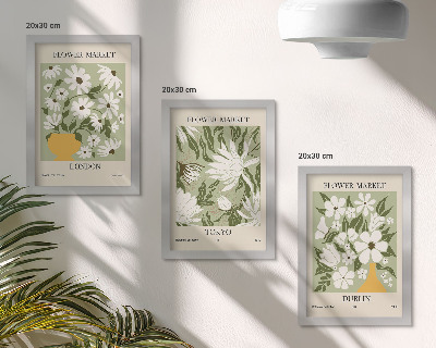 Juego de 3 cuadros decorativos Diseños de carteles florales Londres Tokio Dublín