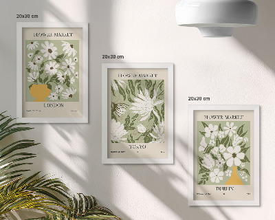 Juego de 3 cuadros decorativos Diseños de carteles florales Londres Tokio Dublín