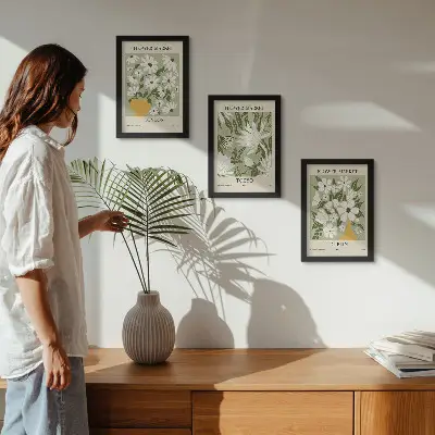 Juego de 3 cuadros decorativos con diseños de carteles florales de Londres Tokio y Dublín