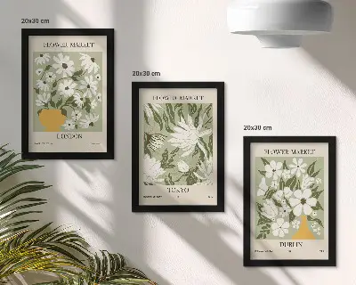 Juego de 3 cuadros decorativos con diseños de carteles florales de Londres Tokio y Dublín
