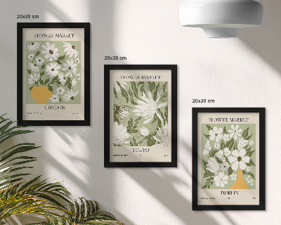 Juego de 3 cuadros decorativos Diseños de carteles florales Londres Tokio Dublín