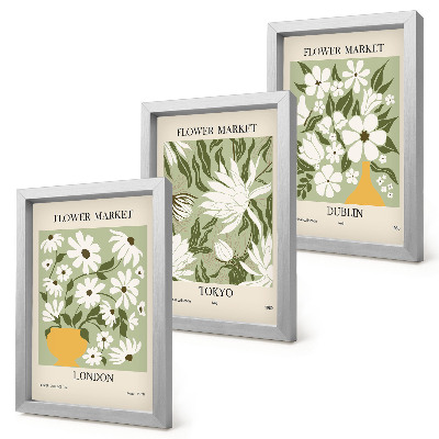 Juego de 3 cuadros decorativos Diseños de carteles florales Londres Tokio Dublín