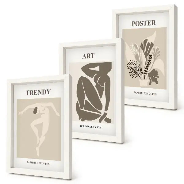 Figuras humanas con plantas de Henri Matisse tríptico enmarcado