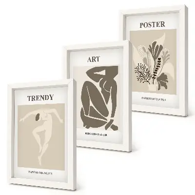 Figuras humanas con plantas de Henri Matisse tríptico enmarcado