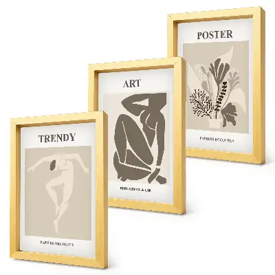 Figuras humanas con plantas de Henri Matisse tríptico enmarcado