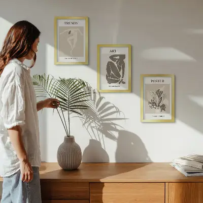 Figuras humanas con plantas de Henri Matisse tríptico enmarcado