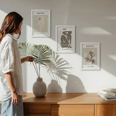 Figuras humanas con plantas de Henri Matisse tríptico enmarcado