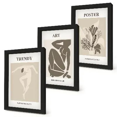 Figuras humanas con plantas de Henri Matisse tríptico enmarcado