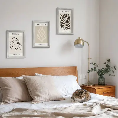 Juego de 3 cuadros decorativos con ilustraciones de rostros y hojas al estilo de Henri Matisse