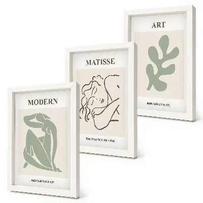 Juego de 3 cuadros decorativos con diseño minimalista de personajes y plantas