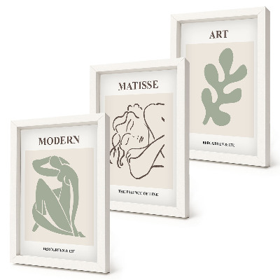 Juego de 3 cuadros decorativos Personajes y plantas con estilo en un diseño minimalista.