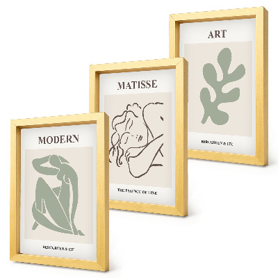 Juego de 3 cuadros decorativos Personajes y plantas con estilo en un diseño minimalista.