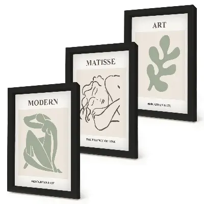 Juego de 3 cuadros decorativos con diseño minimalista de personajes y plantas