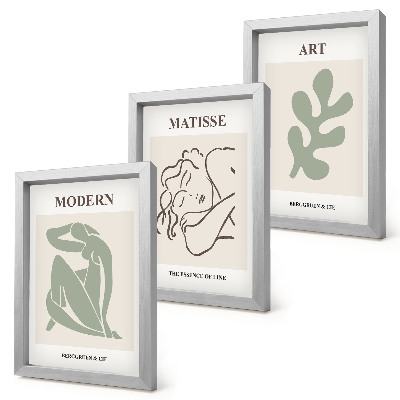 Juego de 3 cuadros decorativos Personajes y plantas con estilo en un diseño minimalista.