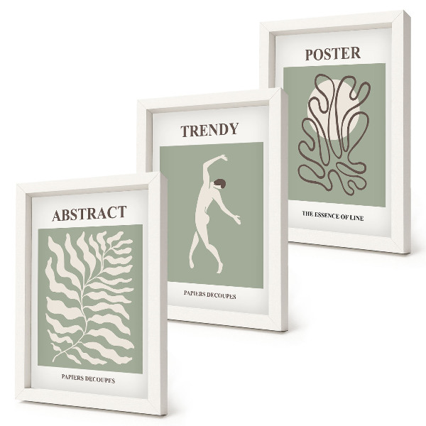 Tríptico enmarcado Diseños vegetales en tonos verdes de Henri Matisse