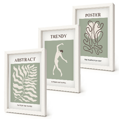 Tríptico enmarcado Diseños vegetales en tonos verdes de Henri Matisse