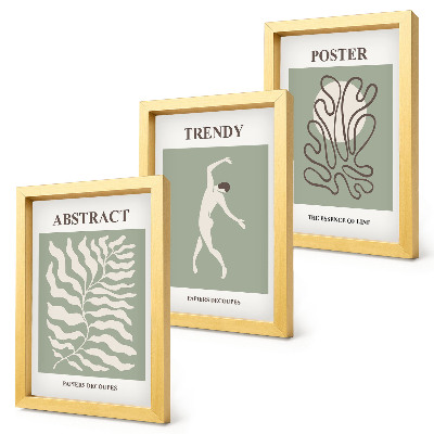 Tríptico enmarcado Diseños vegetales en tonos verdes de Henri Matisse