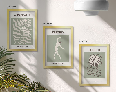 Tríptico enmarcado Diseños vegetales en tonos verdes de Henri Matisse