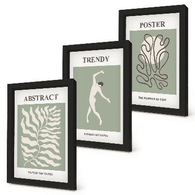 Tríptico enmarcado Diseños vegetales en tonos verdes de Henri Matisse