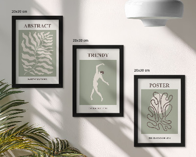Tríptico enmarcado Diseños vegetales en tonos verdes de Henri Matisse