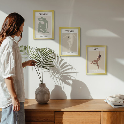 Tríptico enmarcado Personajes con estilo en tonos minimalistas