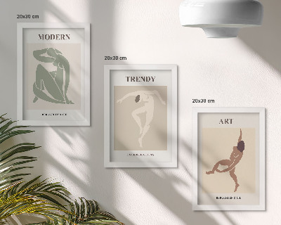 Tríptico enmarcado Personajes con estilo en tonos minimalistas
