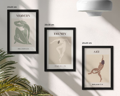 Tríptico enmarcado Personajes con estilo en tonos minimalistas