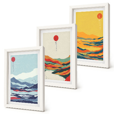Juego de 3 cuadros decorativos Paisajes abstractos y coloridos de montañas y ríos