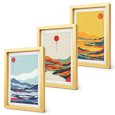 Juego de 3 cuadros decorativos Paisajes abstractos y coloridos de montañas y ríos
